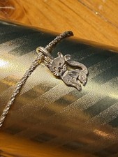 Adorable Kitty Cat Sterling Silver Charm 7" Ladies Twist Bracelet Marked 925 2G