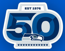 SEATTLE SEAHAWKS 50 SEASONS IRON ON PATCH FAST FREE SHIPPING W/ TRACKING