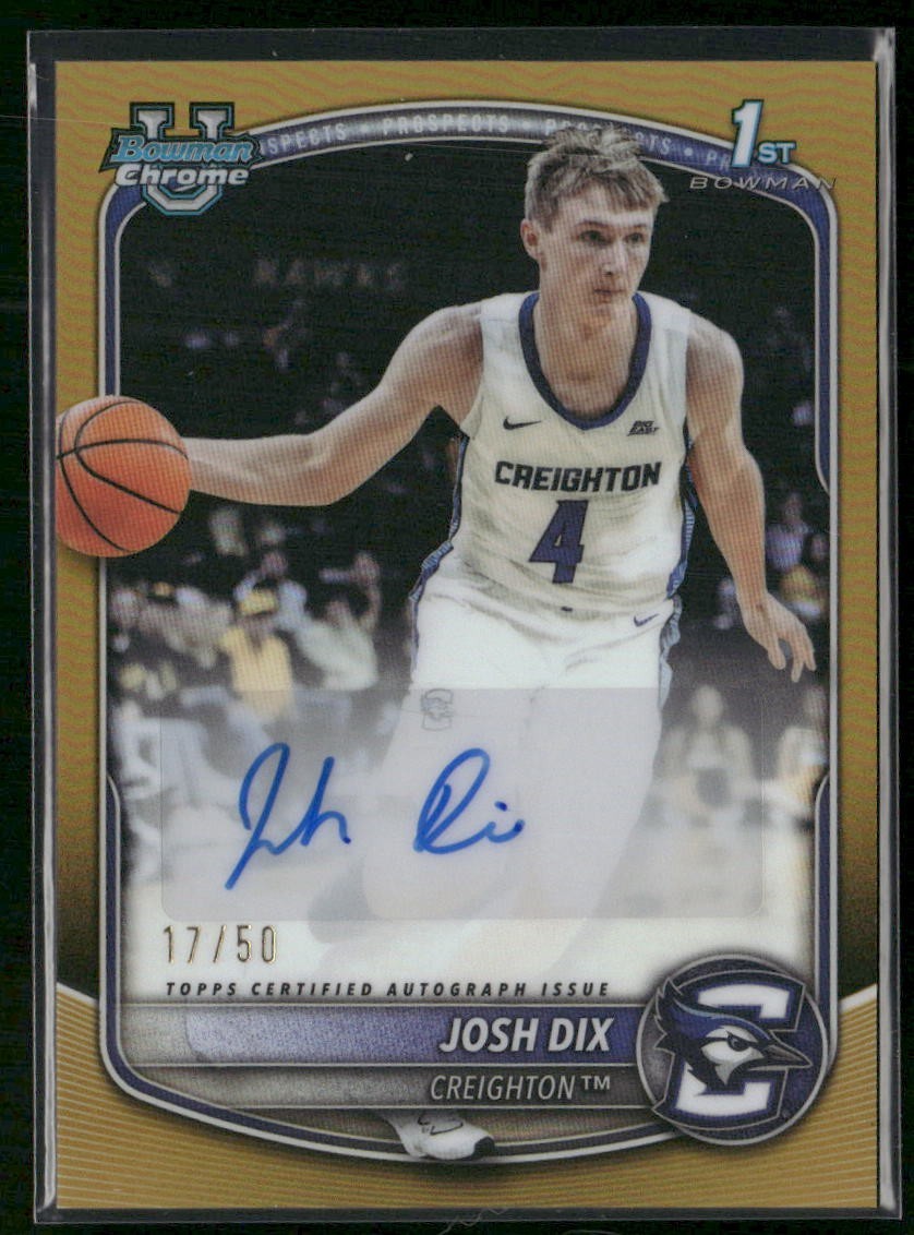 2025-26 Bowman Josh Dix Gold Refractor Auto /50