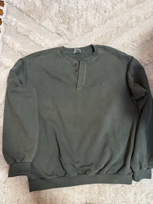 Vintage Northern Elements Men's Green Henley Fleece Pullover Sweatshirt Made CAN