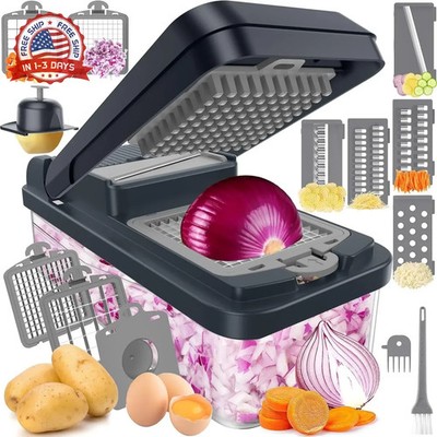 SpaceHacks 12-in-1 Vegetable Chopper, Kitchen Gadgets with 7 Blades, Veggie, Foo