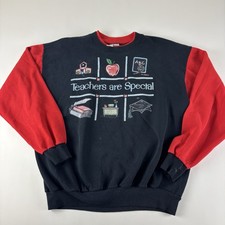 Vintage Sweater Sweatshirt Women Xl Black Crewneck Official Fan Made In USA