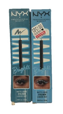 2x NYX Professional Makeup Vivid Brights Liquid Eyeliner Cyan Simp & Blue Thang