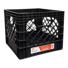Juggernaut Storage 16QT Heavy-Duty Plastic Square Milk Crate Black