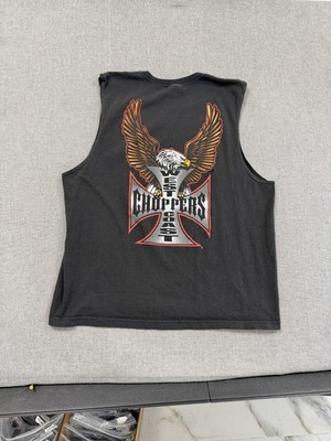 Vintage Y2K West Coast Choppers T-Shirt Sleeveless Mens XL Black Biker Chrome