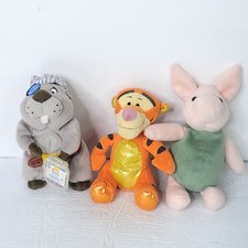 Walt Disney Winnie Pooh Piglet Eeyore Gopher Lot of 3 Bean Bag Plush Stuffed
