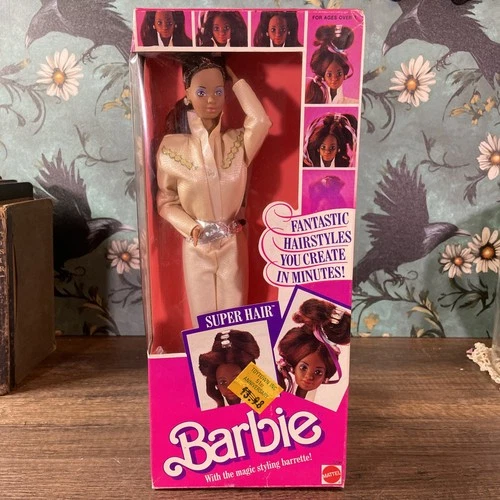 1986 Vintage Super Hair Barbie African American NRFB Mattel Original Box