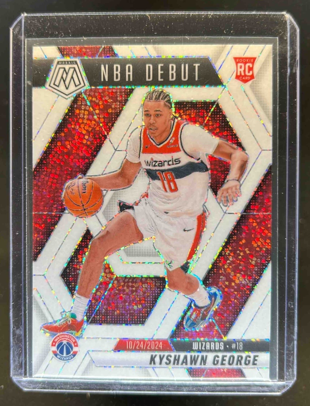 2024-25 Mosaic Kyshawn George RC White Sparkle SP NBA Debut #256 Wizards