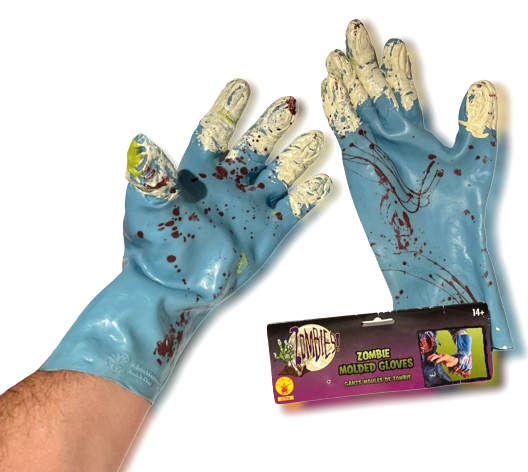 ZOMBIE MOLDED GLOVES Adult Rubber Bio Hazard Chemical Lab Monster
