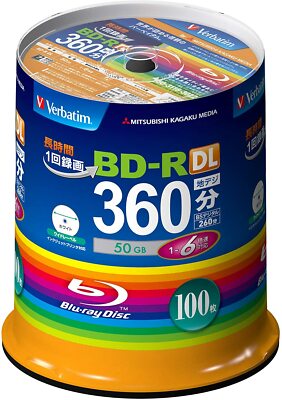 100 Verbatim Bluray Disc 50 GB Dual Layer BD-R 6-fache Geschwindigkeit aus JAPAN