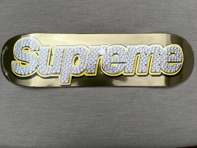 Supreme SS22 Bling Box Logo Skateboard Deck Authentic Gold 8.375