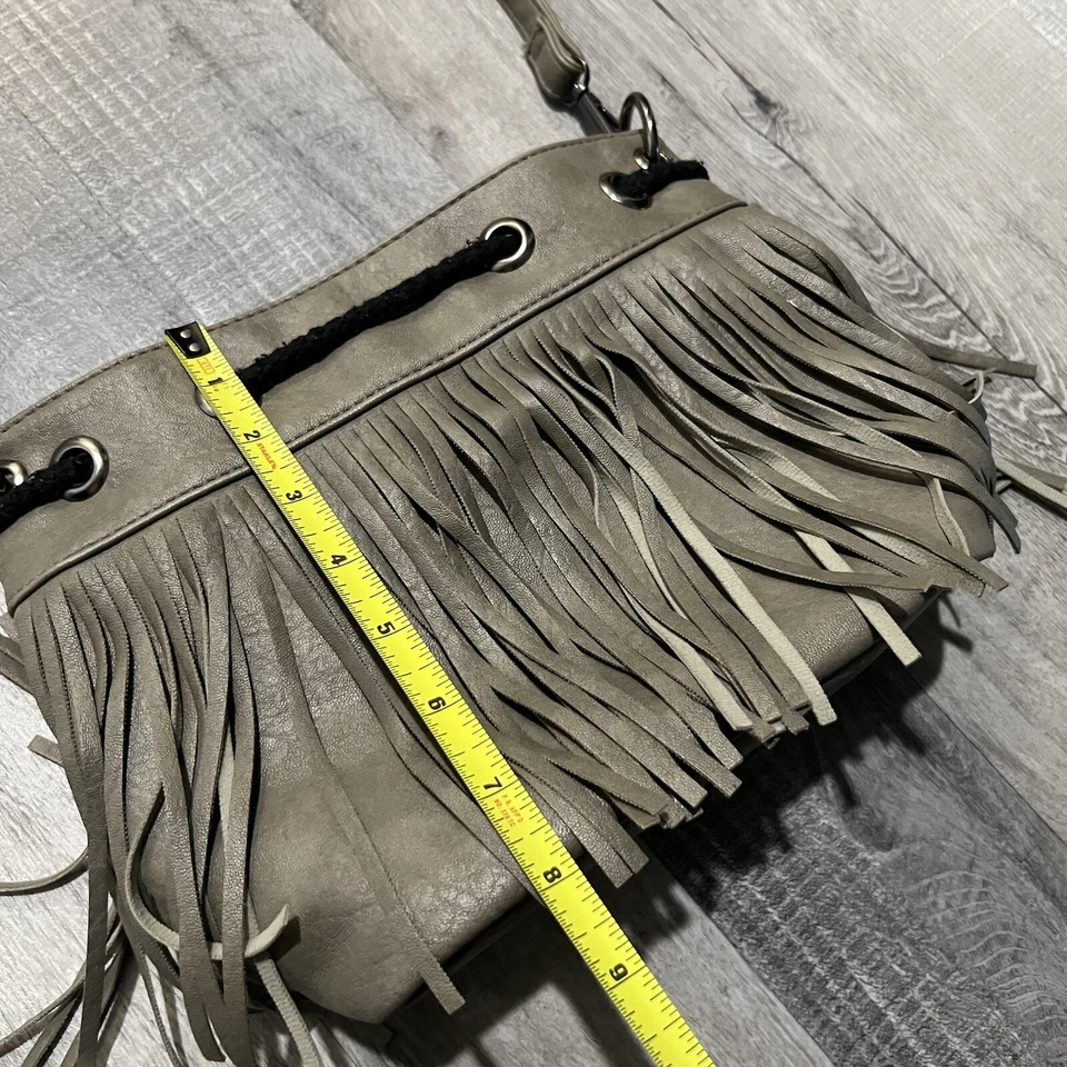 Western Boho Womens Bag Stone Leather Shoulder Black Fringes Hobo Tassel Handbag - Image 4 of 4