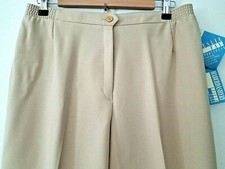 Vintage Leslie Fay Haberdashery Pants 16 Khaki Solid Straight Leg Polyester New