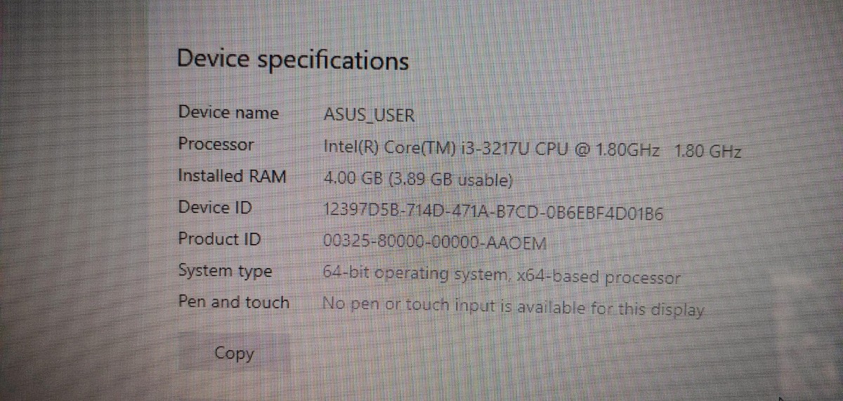 ASUS X551C WIN 10-64 BIT OS INTEL i3-3217U 1.8GHZ 4GB RAM 500GB HD