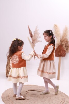 Party Handmade Cape and Dress set for Girls with Tajik National Embroidery