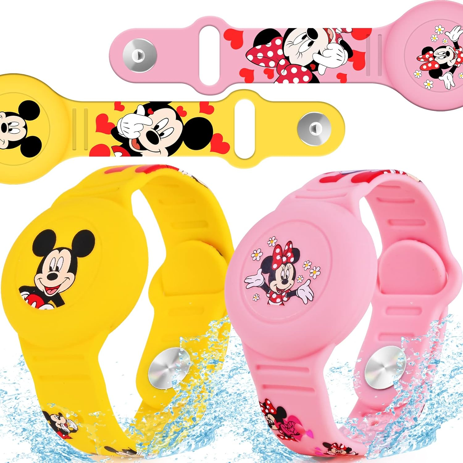 Waterproof AirTag Bracelet for Kids 2 Pack Cute Cartoon Tracker Holder