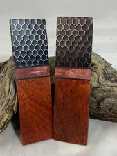 Wood and Resin Honeycomb Combination Knife Scales (1/4") (Pair)(177)
