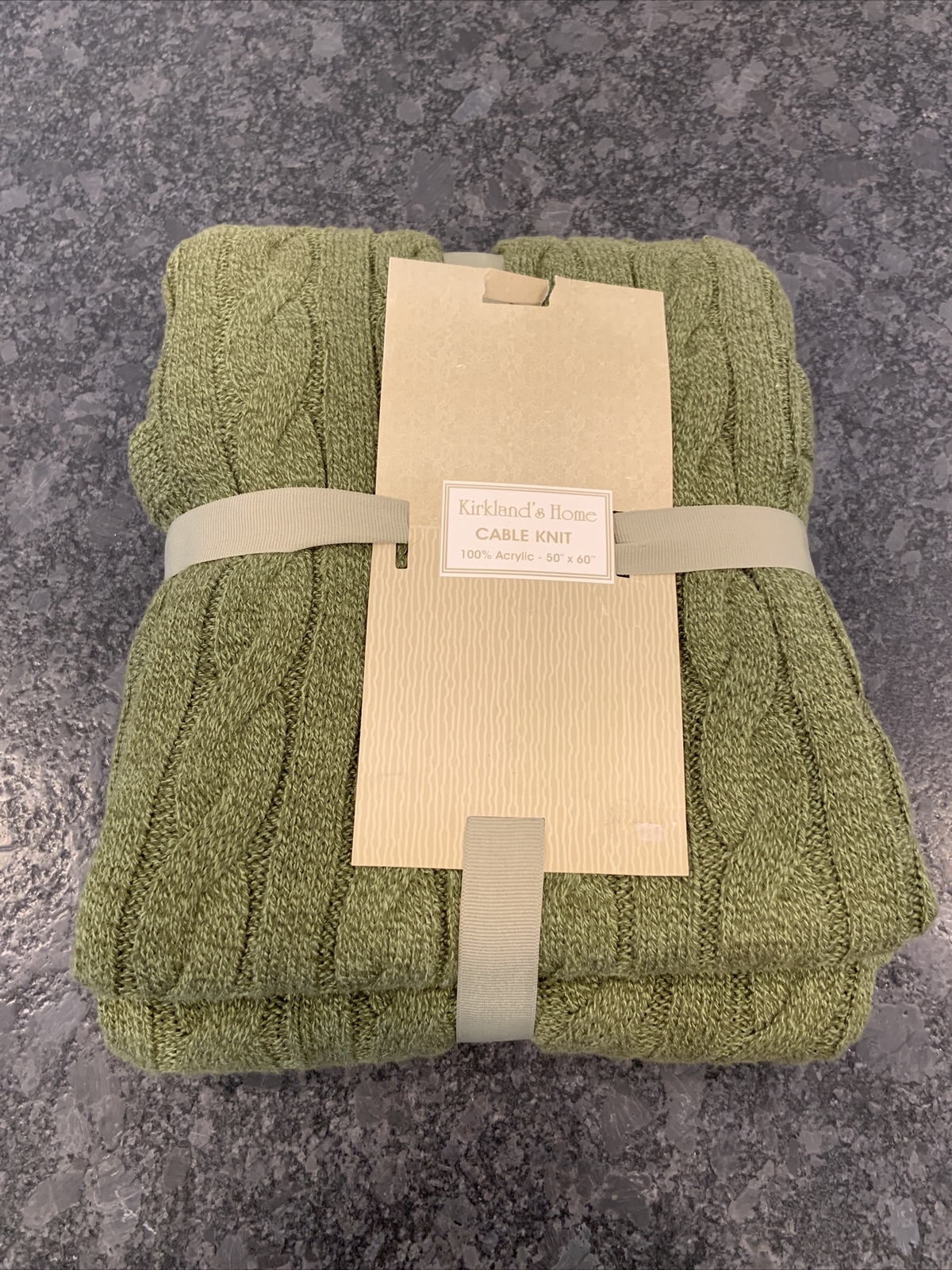 Kirkland’s Home Cable Knit 100 Acrylic 50" x 60" Luxurious Olive Throw Blanket 756440047760 eBay