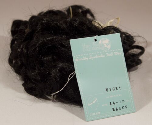 Vicky - Quality Synthetic Doll Wig Size Curly Black 14"-15"