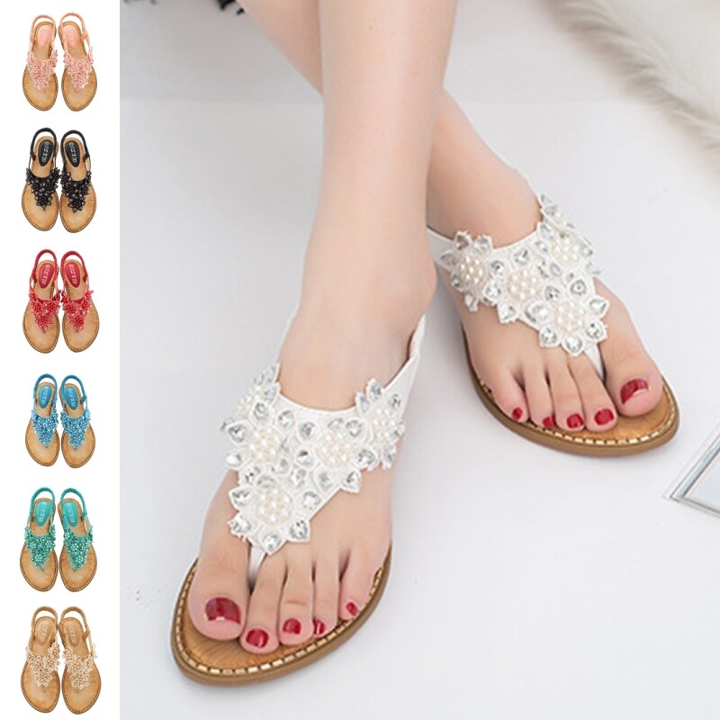 Sandalias tanga para mujer verano planas cómodas fiesta damas sin cordones ligeras