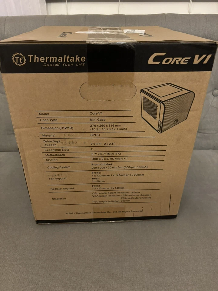 Thermaltake Core V1 SPCC Mini ITX Cube Computer Chassis - Black - Image 2 of 2