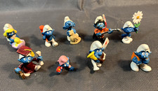 Lot de 9 anciennes figurines de schtroumpfs PEYO schtroumpfette bébé