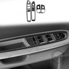 6x Window Lift Switch Panel Trim For Chevrolet Traverse 09-12 Real Carbon Fiber