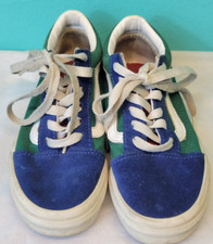 VANS Off the Wall - Size 2 Kids Shoes 500714 Blue/Green/White