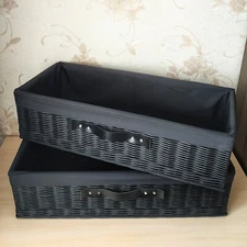 Black Wicker rectangular Storage Basket, basket for mudroom cubbies, custom size