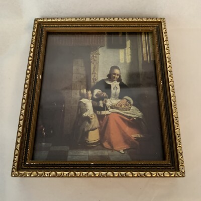 ''Frau schält Äpfel'' von Peter Hooch Vintage gerahmter Druck CP Productions Ltd