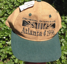 vintage NWT 1996 Atlanta Olympics baseball cap adjustable tan strapback Taiwan