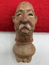 Vintage ANRI German Hand Carved Wooden Bald  Man Mustache Wine Bottle Stopper