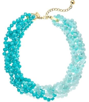 KATE SPADE ''The Bead Goes On'' Gold Multi-Turquoise Color Ombre Blue Necklace