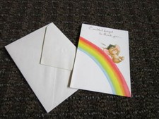 Cute Mouse Card Hallmark Graduation Thank you UNUSED Rainbow Mortar Board 