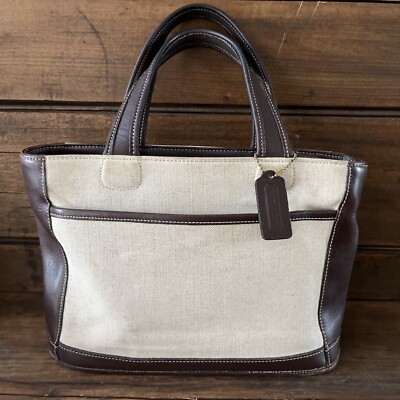 Vintage Coach 6121 Bleecker Satchel Linen Canvas Brown