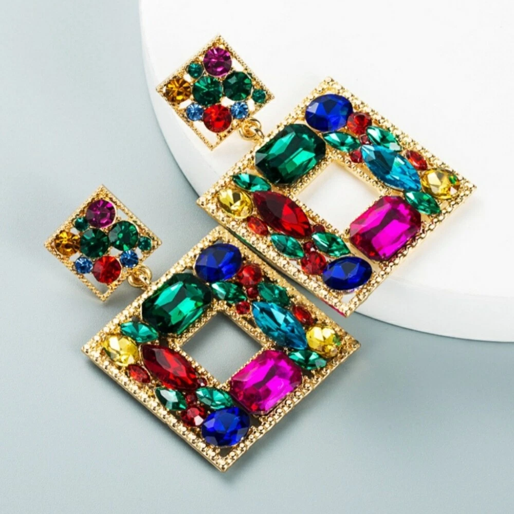 Jewel tone earrings sale
