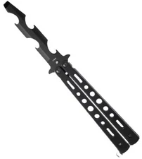 BLACK Practice BALISONG BUTTERFLY Bottle Opener Trainer Multi-Tool Screwdriver