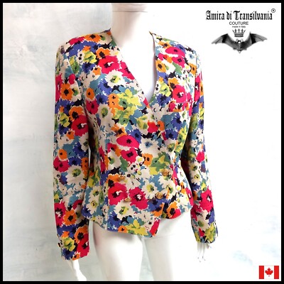 Vintage Jacket Luxury Women Classic Elegant Casual Travel Formal Iconic Flower
