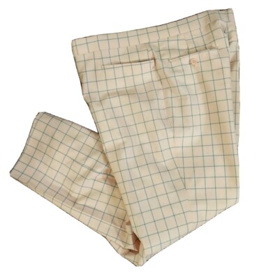 Vtg Pink Golf Pants 36x28 Mens Blue Plaid 90's Pants Aureus Windowpane