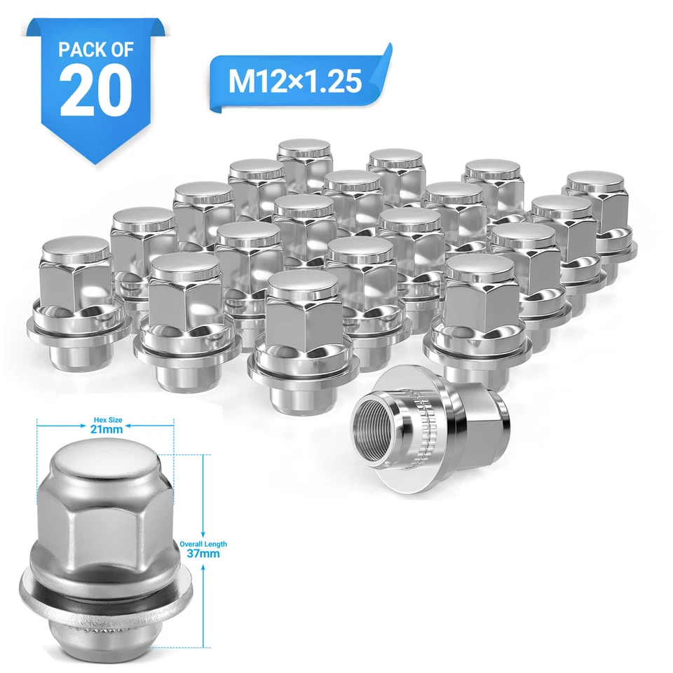 20x Chrome 12x1.25 Mag/Flat Seat Lug Nut Fit Nissan Infiniti Toyota 86 Foto 3 de 4