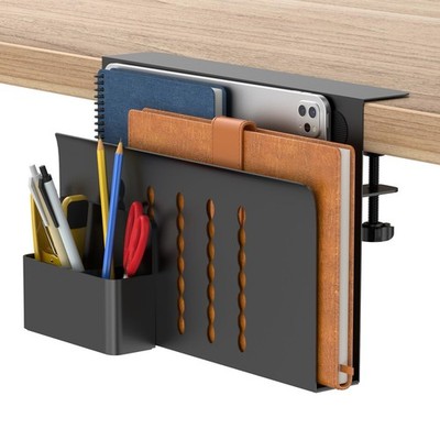 Desk Side Storage, Single-Layer Steel Hanging Desk Organizer with Magnetic Pe...