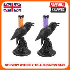 Set 2 x Halloween Crow & Raven Candle Cobweb Set LED Light Up Party Decorations