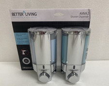 Better Living Aviva 2 Shower Dispenser Shampoo  Soap Dispenser Organizer Hooks