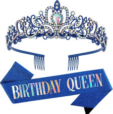 "Birthday Queen" Sash and Crystal Tiara Set Tiara and Crowns for Women Birthday