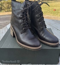 BLACK timberland boots women /side Zipper  Open Box  Size 11 NWOT REAL LEATHER