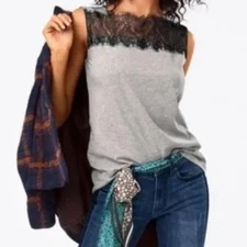 CABI Lacey Tee  Sleeveless Gray Sz XS #3815 EUC