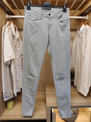 LEVI'S JEANS W27 UK 8 HELLGRAU STRETCH DENIM DEMI CURVE MID RISE SKINNY DAMEN