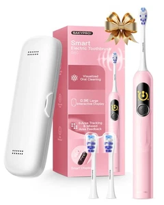 AI Brosse à dents électrique avec affichage intelligent pour adultes Enfants 150-Day Rechargea...