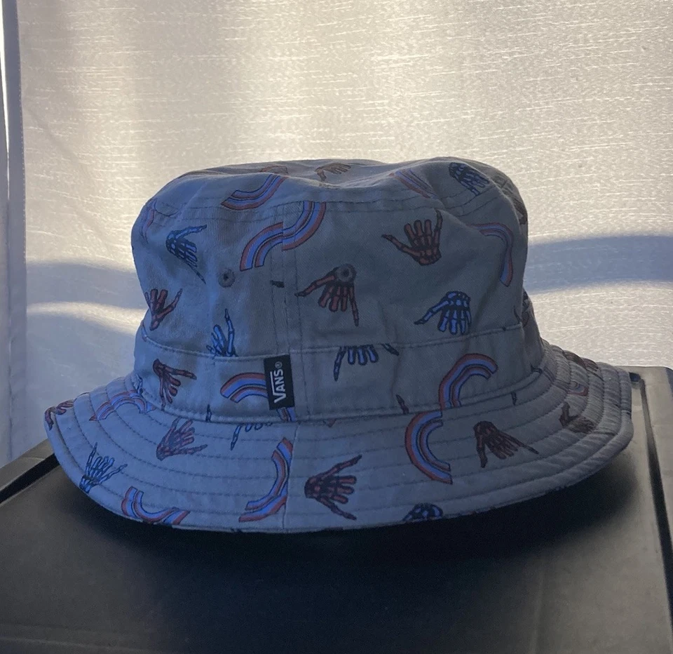 VANS Bucket Hat Skeletons Rainbows Gray Grunge Streetwear One Size - Image 3 of 4