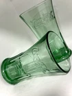 2pc Set Vintage Coca-Cola Flared Embossed Glasses, Bottle Green, 1980s